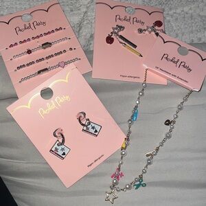Teacher Theme Dangle Earrings, necklace and bracelet set (set of 4)